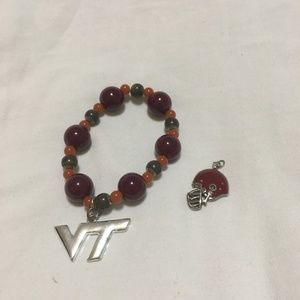 Virginia Tech football stretchy bracelet and pin